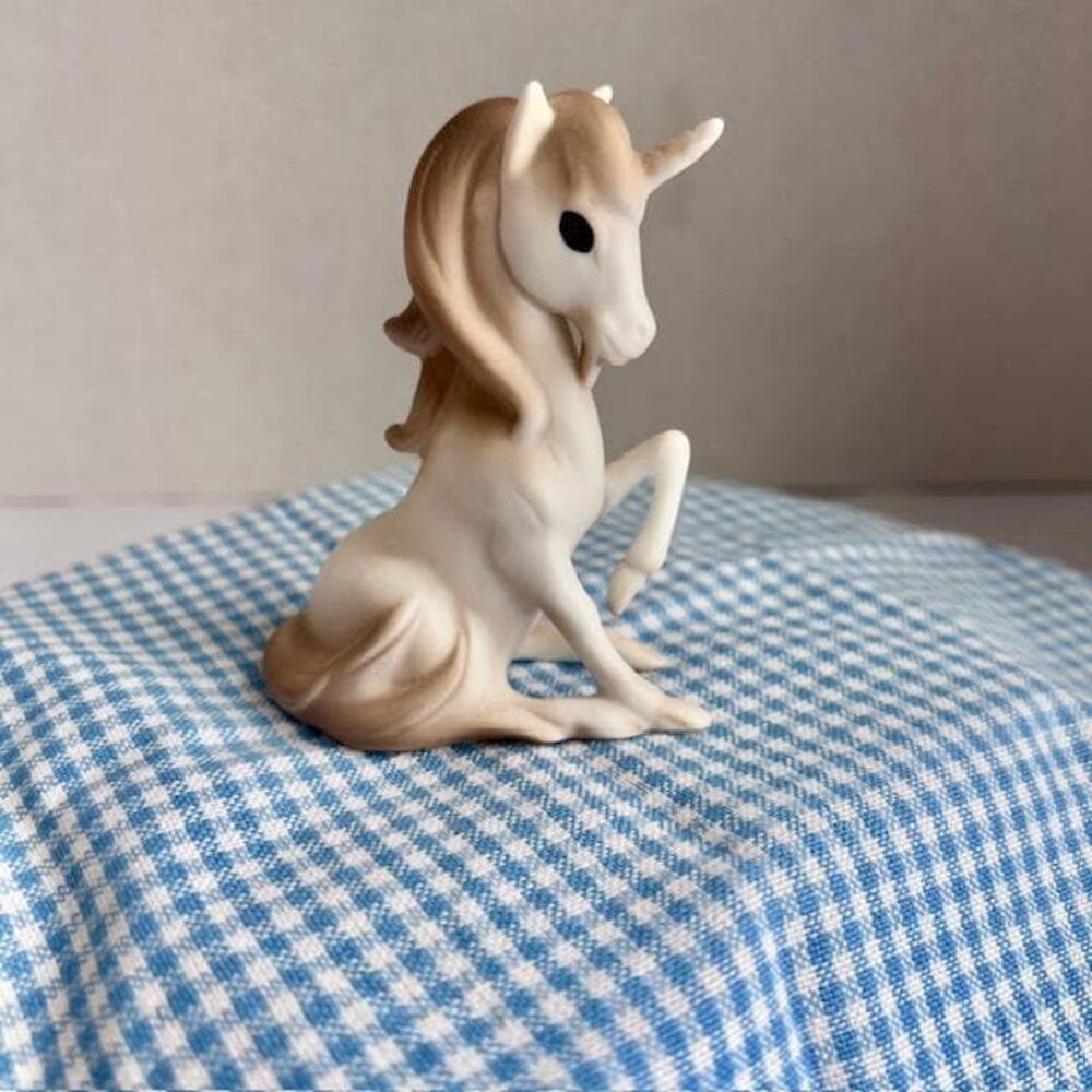Unicorn Figurine, Vintage ENESCO Ceramic Bisque Figurine, Vintage Animal Decor